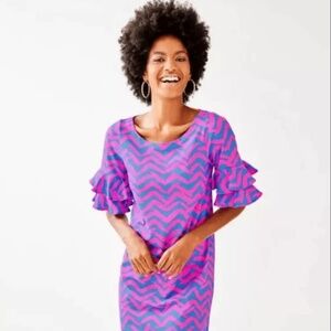 Lilly Pulitzer Lula Dress Bennet Blue Pop Up I Got Lucky - Size Small